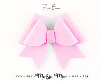 Rose Bow Template SVG, Felt Bow SVG, Felt Bow PDF, Faux Leather Crafts, Hair Bow Template, Cricut Cut Files, Silhouette Cut Files Maisie Moo