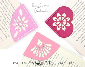 Faux Leather Corner Bookmark SVG Template by Maisie Moo, Cut on your Cricut