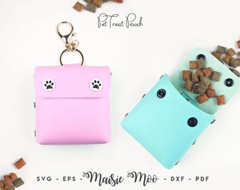 Dog Treat Bag Pattern SVG, Faux Leather Pet Snack Pouch Template, Doggy Bag Holder Svg files for Cricut Cut Files Maisie Moo Vegan leather