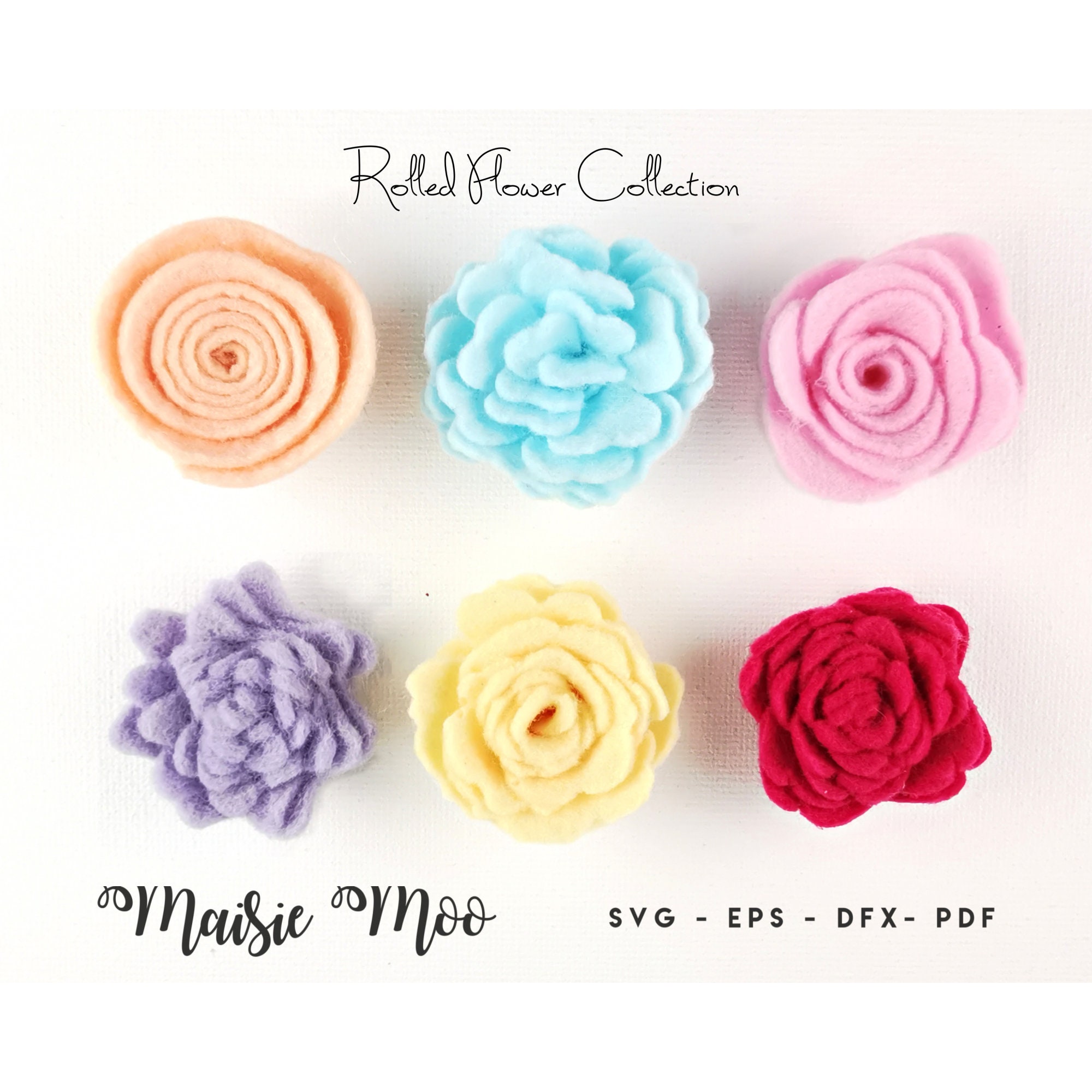 Rolled Felt Flower SVG, Felt Flower Template ,felt Flower PDF