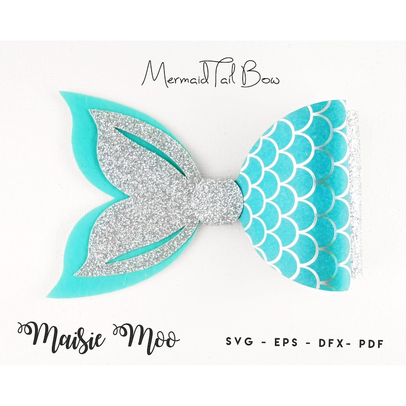 Mermaid Tail Bow Template SVG, Bow SVG, Felt Bow PDF, Shell Bow, Svg files for Cricut Cut Files, Silhouette Cut Files, Maisie Moo