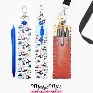 Patrón de costura a mano para estuche de bolígrafo con cordón SVG / Plantilla de piel sintética / Profesor, enfermero, médico, estudiante