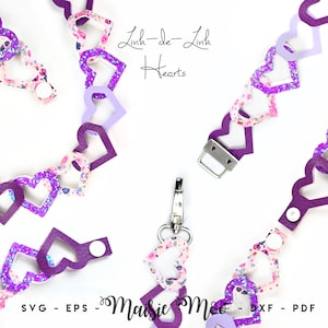 Modèle coeur lien de lien SVG Bracelet SVG | de Saint-Valentin bracelets manchette en similicuir | Liens de fichier de coupe SVG Strap Cricut