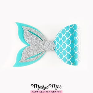 Mermaid Hair Bow SVG Template | Mermaid Tail Bow Pattern | Faux Leather & Felt Crafts for Cricut