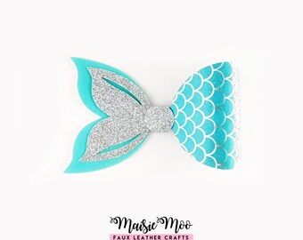 Modèle SVG de nœud papillon sirène | Motif de nœud papillon queue de sirène | Créations en similicuir et feutrine pour Cricut