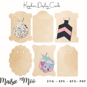 Keychain Card SVG, Key Fob Display Card, Keyring Card DXF,  Bow Card Template PDF,  files for Cricut Cut Files, Silhouette Cut Files,