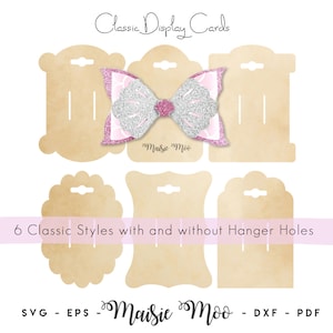 Cartão de laço SVG, Cartão de exibição de laço, Cartão de grampo de cabelo DXF, Modelo de cartão de laço PDF, arquivos para Cricut Cut Files, Silhouette Cut Files, Maisie Moo
