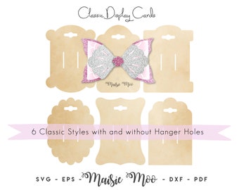 Bow Card SVG, Bow Display Card, Hair Clip Card DXF,  Bow Card Template PDF,  files for Cricut Cut Files, Silhouette Cut Files, Maisie Moo