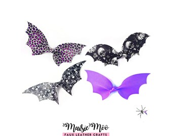 SVG-Datei mit Fledermausknoten für Cricut, gotische Halloween-Haarschleifenvorlage, Schleifenmuster aus Kunstleder