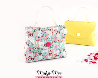 DIY kunstleer portemonnee patroon, geen naai tas SVG, Cricut mini handtas sjabloon, bestseller Aroha tas