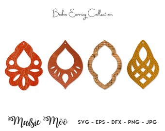 Earring SVG | Boho Faux Leather Earring Templates | Moroccan Cricut Earring SVG | Cricut Earring Template | Leather Layered Earrings Cork