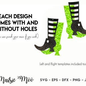 Witch Earring Collection SVG Halloween Earrings Witches Hat Shoes Cauldron Template Faux Leather Earring Cricut Earring Maisie Moo