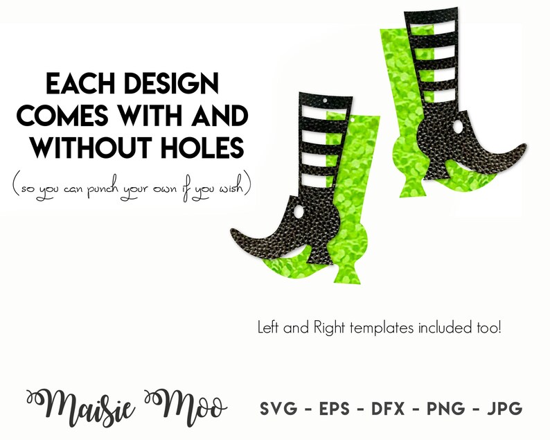 Witch Earring Collection SVG Halloween Earrings Witches Hat Shoes Cauldron Template Faux Leather Earring Cricut Earring Maisie Moo