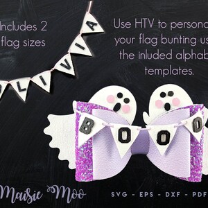 Halloween Hair Bow SVG Ghost Cheer Bow Template Personalized Hair Bow SVG Cute Ghost PDF Maisie Moo Vegan leather