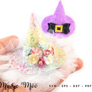 Witches Hat Bow SVG, Witches Hat Headband, Bow Template Halloween Bow SVG, Purple Bow PDF, Cricut Cut Files, Silhouette Cut Files