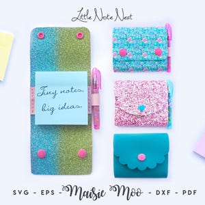 Sticky Note Holder SVG | Little Note Nest | Faux Leather Post-it Note Cover Template | Mini Notebook PDF Easy Cricut Project Sewing Pattern image 4