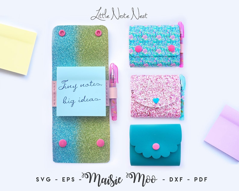 Sticky Note Holder SVG | Little Note Nest | Faux Leather Post-it Note Cover Template | Mini Notebook PDF Easy Cricut Project Sewing Pattern image 4