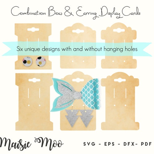 Combined Bow and Earring Card SVG Bow Display Card Template Etsy