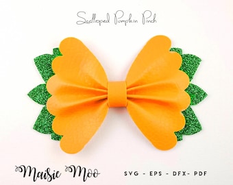 Pumpkin Thanksgiving Hair Bow Template, Fall Bow SVG