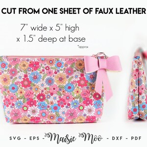 Zipper Pouch Pattern, Faux Leather SVG, Make-up bag Sewing Pattern, Pencil Case SVG, Maisie Moo Cricut Crafts