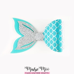 Mermaid Hair Bow SVG Template | Mermaid Tail Bow Pattern | Faux Leather & Felt Crafts for Cricut image 1
