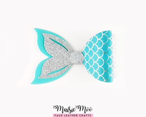 Mermaid Hair Bow SVG Template | Mermaid Tail Bow Pattern | Faux Leather & Felt Crafts for Cricut