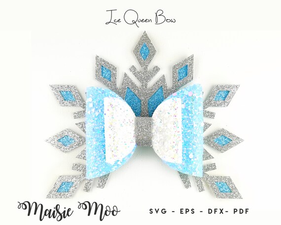 Download Christmas Bow Template Ice Queen Winter Bow Svg Hair Bow Etsy