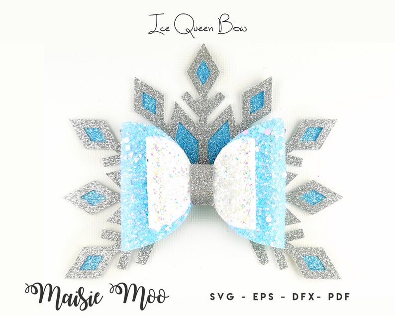 Download Christmas Bow Template Ice Queen Winter Bow SVG Hair Bow ...