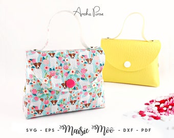 Faux Leather Purse Pattern, No Sew Bag SVG, Cricut Mini Handbag Template, Bestseller Aroha Bag