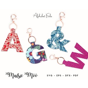 Alphabet Key Fob SVG | Letter Bag Tag Fob Template | Faux Leather Keychain | Key Ring Cricut SVG Cut File | Cricut Bracelet Template | Purse