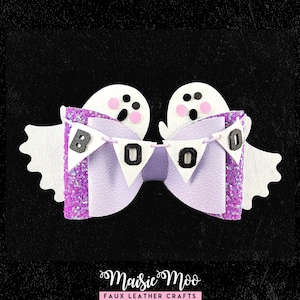 Ghost Cheer Bow SVG, Halloween Hair Bow Template, Cute Spooky Bow SVG, Faux Leather Bow Pattern, Cricut Bow SVG, Ghost Bow diy