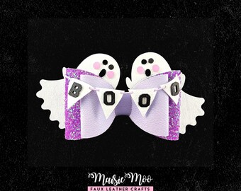 Ghost Cheer Bow SVG, Halloween Hair Bow Template, Cute Spooky Bow SVG, Faux Leather Bow Pattern, Cricut Bow SVG, Ghost Bow diy
