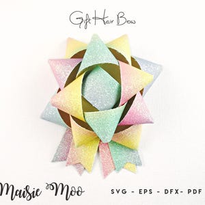 Lazo de regalo DIY SVG, plantilla de lazo de pelo de cuero sintético para regalo de Maisie Moo