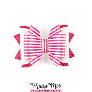 Klassische Haarschleife SVG, Lederschleife-Muster, Kunstleder Schleife Vorlage, Cricut pdf Maisie Moo Straw Topper Tumbler