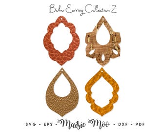 Cricut Earring SVG, Faux Leather Earring Templates in Boho Moroccan Style