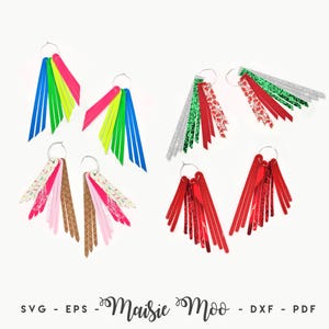 Fringe Earring SVG | Boho Tassel Faux Leather Earrings Templates | Stacked Cricut Earring SVG | Leather Layered Earrings Maisie Moo