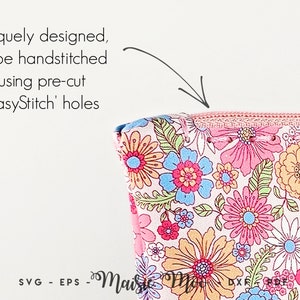 Zipper Pouch Pattern, Faux Leather SVG, Make-up bag Sewing Pattern, Pencil Case SVG, Maisie Moo Cricut Crafts