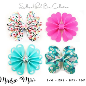 Pinch Bow Bundle Scalloped Pinch Bow SVG Ruffle Pinch Bow Template Collection Flower Petal Hair Bow SVG Maisie Moo Vegan leather image 7