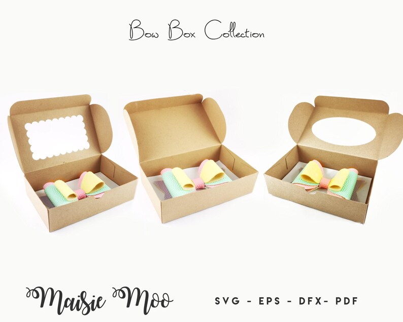 Bow Box Bundle SVG, Bow Display Box Template, Hair Bow Gift Box DXF, Gift Box PDF, Cricut Box svg silhouette cut files, Maisie Moo