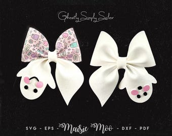 Halloween Ghost Simply Sailor Bow Template SVG, Pinch Bow PDF, Hair Bow Template, Cricut Bow svg, DIY Bow Cut File Maisie Moo