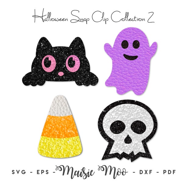 Halloween Snap Clip SVG, Bat Black Cat Ghost Skull Candy Corn Snapclip Template, Bow SVG, Bow Center Clippie Cover, Hair Clip SVG Maisie Moo