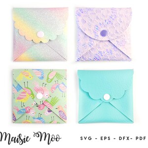 Monedero cuadrado SVG, plantilla SVG para funda de mascarilla, cartera de mano de piel sintética sin costuras, porta mascarillas PDF