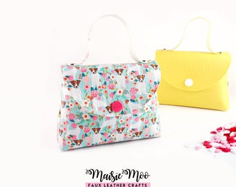 DIY Faux Leather Purse Pattern, No Sew Bag SVG, Cricut Mini Handbag Template, Bestseller Aroha Bag
