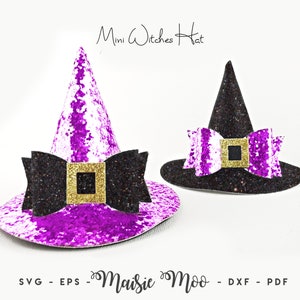 Witches Hat Bow SVG, Witches Hat Headband, Bow Template  Halloween Bow SVG, Purple Bow PDF, Cricut Cut Files, Silhouette Cut Files