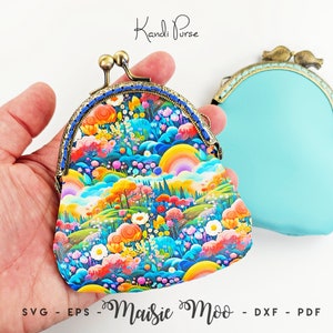 Modello di portamonete con chiusura a bacio, borsa Kandi in similpelle SVG, portamonete con chiusura a bacio, borsa con cornice cucita a mano The Kallie Maisie Moo