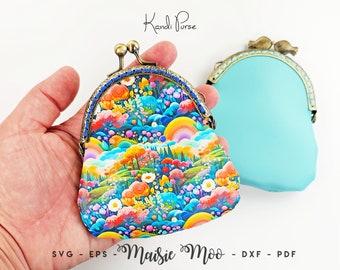 Patrón de monedero de moneda con cierre de beso, bolso Kandi de cuero sintético SVG, bolsa de monedas con cierre de beso, bolso de marco cosido a mano The Kallie Maisie Moo