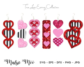 Heart Earring Templates, Layered Love SVG, Cricut, Valentines Faux Leather Crafts