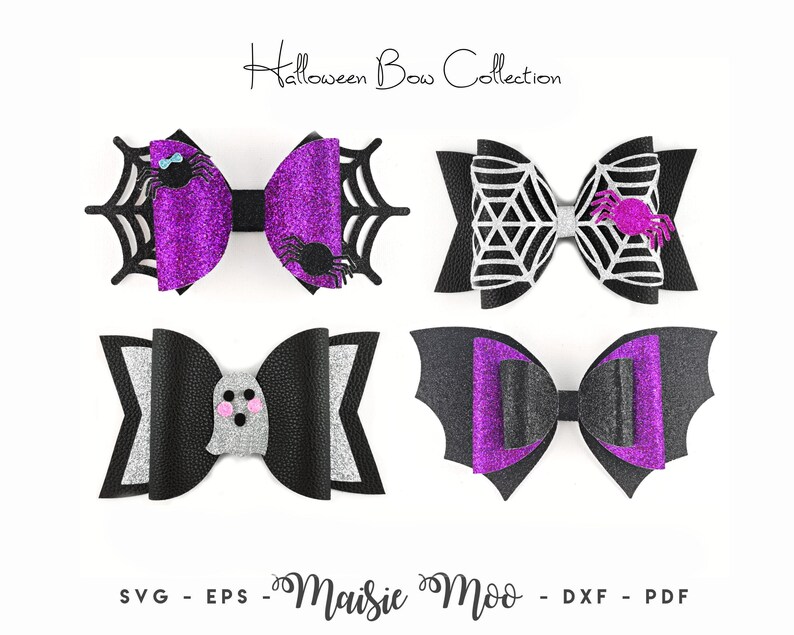 Halloween Bow Collection, Bow Template SVG Bundle, Black Bow SVG, Bow Bundle SVG, Svg files for Cricut Cut Files, Silhouette Cut Files,