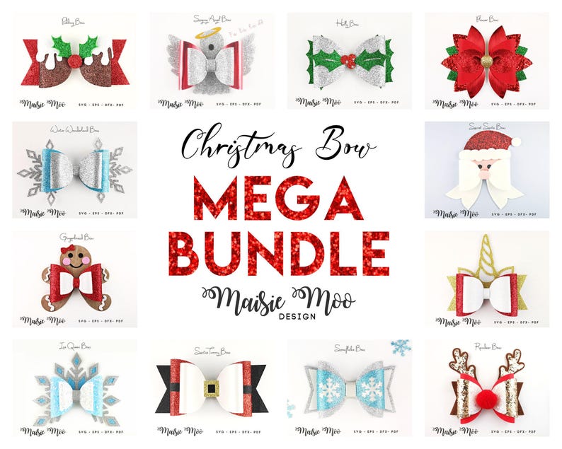 SVG-Bundle mit Weihnachtsschleifen, SVG-Vorlage für Weihnachtsschleifen, SVG-Schleifen-Bundle, SVG-Dateien für Cricut-Schnittdateien, Silhouette-Schnittdateien, Maisie Moo Bild 6