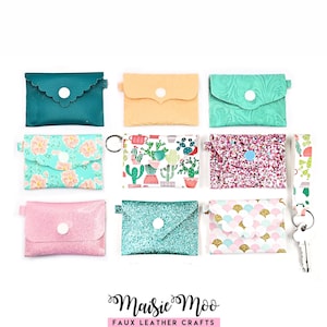 Keychain Coin Purse SVG Bundle, Keyring Coinpurse Template, Clutch Purse Faux Leather No Sew, Card Wallet Svg files for Cricut Cut Files